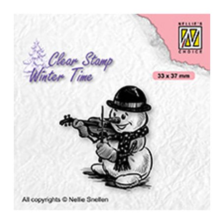 Szilikonbélyegző , Snowman with violin / NC  Clear Stamp (1 csomag)