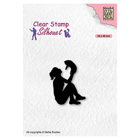 Szilikonbélyegző , Teenagers serie, Teengirl with cat / NC  Clear Stamp (1 csomag)
