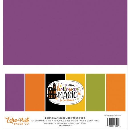Papírkészlet 12" (30 cm), Halloween Magic Kétoldalas/ Echo Park Coordinating Solids Paper Pack (6 lap)