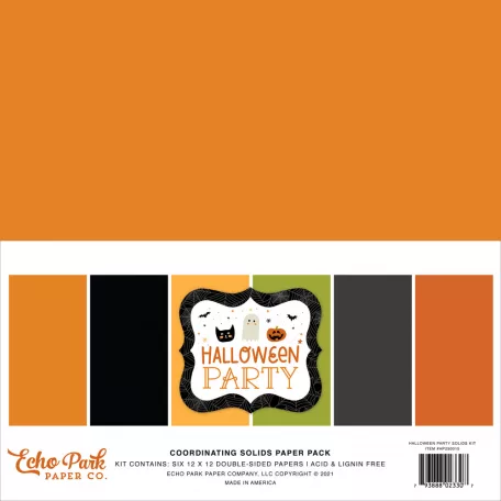 Papírkészlet 12" (30 cm), Halloween Party Kétoldalas/ Echo Park Coordinating Solids Paper Pack (6 lap)