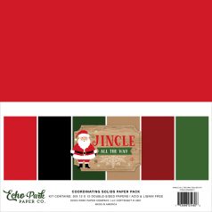   Papírkészlet 12" (30 cm), Jingle All The Way Kétoldalas/ Echo Park Coordinating Solids Paper Pack (6 lap)