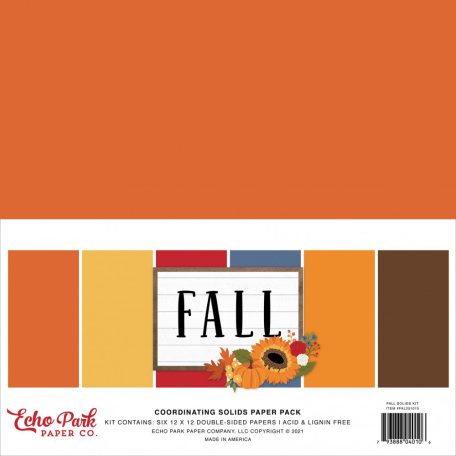 Papírkészlet 12" (30 cm), Fall Kétoldalas/ Echo Park Coordinating Solids Paper Pack (6 lap)