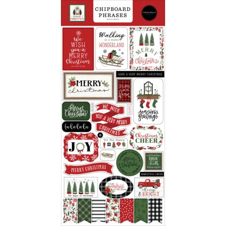 Chipboard , Home For Christmas / Echo Park Chipboard Phrases  (1 csomag)