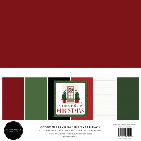 Papírkészlet 12" (30 cm), Home For Christmas Kétoldalas/ Echo Park Coordinating Solids Paper Pack (6 lap)