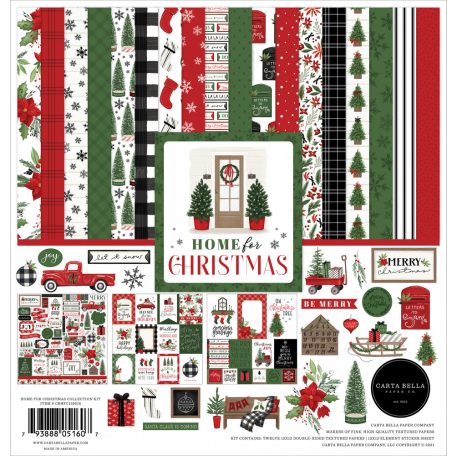 Papírkészlet 12" (30 cm), Home For Christmas Kétoldalas/ Echo Park Collection Kit (1 csomag)