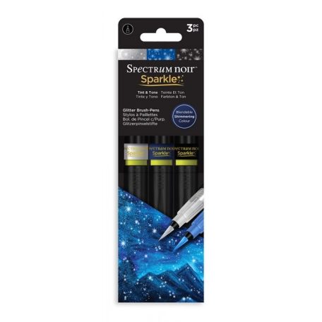 Csillám ecsetfilc készlet  , Tint & Tone / Spectrum Noir Sparkle Brush Pens (3 db)