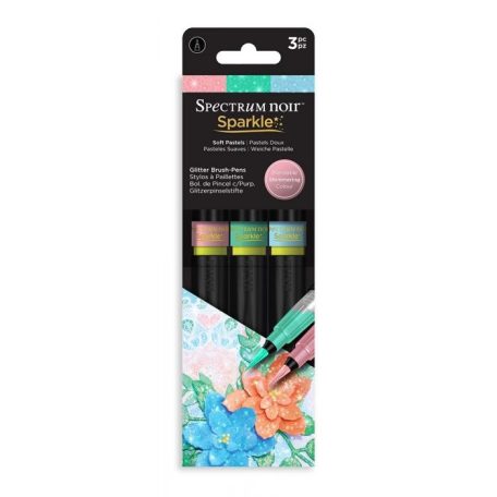 Csillám ecsetfilc készlet  , Soft Pastels / Spectrum Noir Sparkle Brush Pens (3 db)