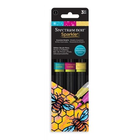 Csillám ecsetfilc készlet  , Essential Brights / Spectrum Noir Sparkle Brush Pens (3 db)