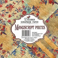   Papírkészlet 8" (20 cm), Manuscript Pieces / Decorer Scrapbook Paper (24 ív)