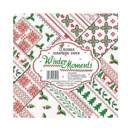 Papírkészlet 8" (20 cm), Winter Moments / Decorer Scrapbook Paper (24 ív)