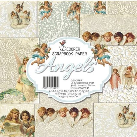 Papírkészlet 8" (20 cm), Angels / Decorer Scrapbook Paper (24 ív)