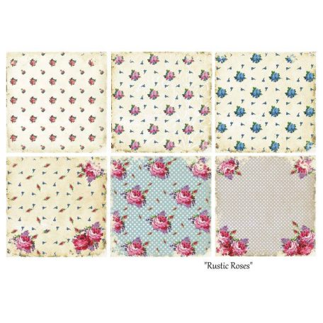 Papírkészlet 8" (20 cm), Rustic Roses / Decorer Scrapbook Paper (24 ív)