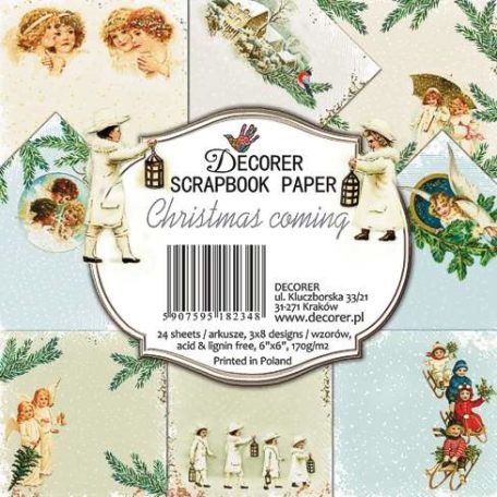 Papírkészlet 6" (15 cm), Christmas Coming / Decorer Scrapbook Paper (24 ív)
