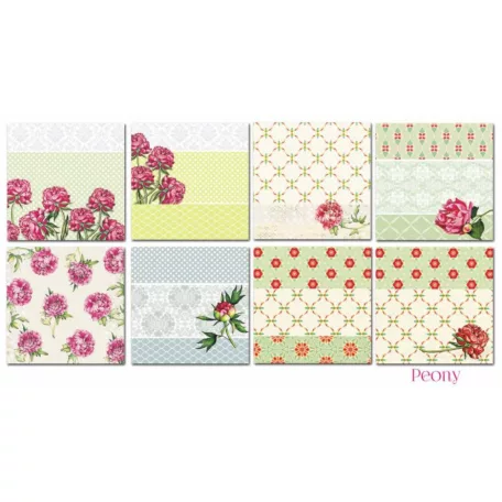 Papírkészlet 6" (15 cm), Peony / Decorer Scrapbook Paper (24 ív)