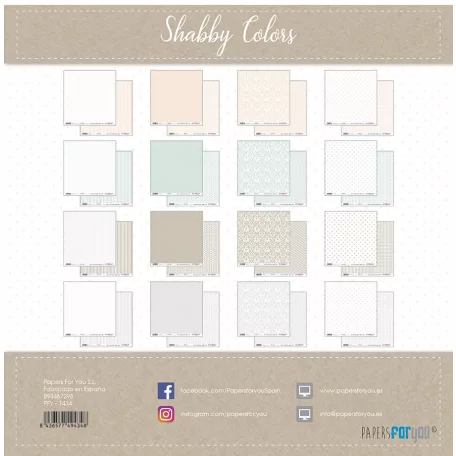 Papírkészlet 12" (30 cm), Shabby Colors / Papers For You Scrap Paper Pack (16 ív)