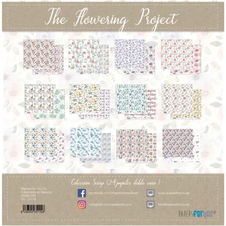 Papírkészlet 6.6" (17 cm), The Flowering Project / Papers For You Scrap Paper Pack (24 ív)