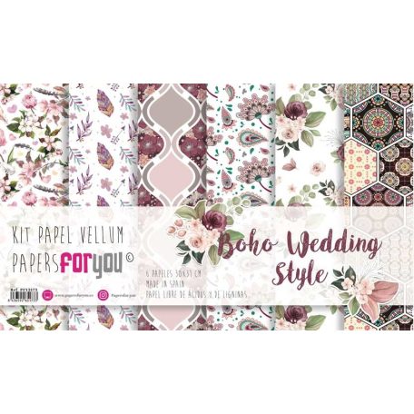 Papírkészlet 12" (30 cm), Wedding Boho Style / Papers For You Vellum Paper Pack (6 ív)