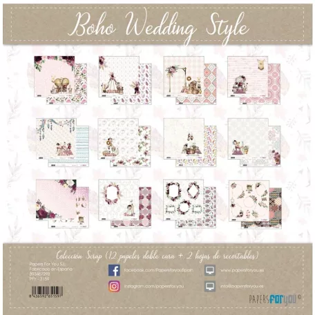 Papírkészlet 12" (30 cm), Wedding Boho Style / Papers For You Scrap Paper Pack (12 ív)