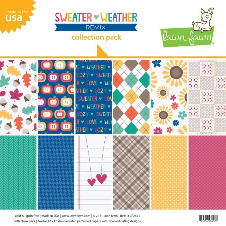 Papírkészlet 12" (30 cm), Sweater Weather Remix / Lawn Fawn Double-Sided Collection Pack (1 csomag)