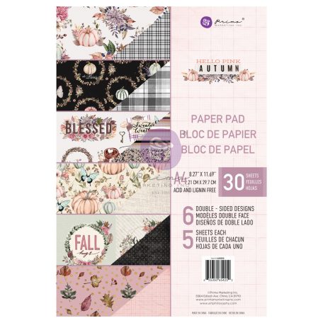 Papírkészlet A4, Hello Pink Autumn / Prima Marketing Paper Pad (30 lap)