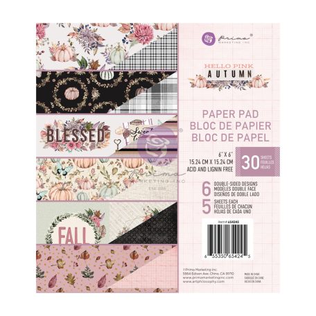 Papírkészlet 6" (15 cm), Hello Pink Autumn / Prima Marketing Paper Pad (32 lap)