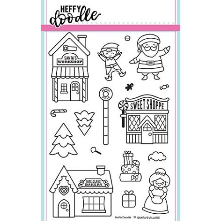 Szilikonbélyegző HFD0085, Santa's Village / Heffy Doodle Clear Stamps (1 csomag)