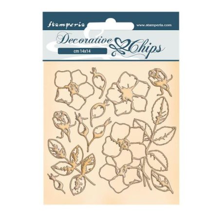 Chipboard 14x14 cm, Romantic Christmas Flowers / Stamperia Decorative Chips (1 ív)