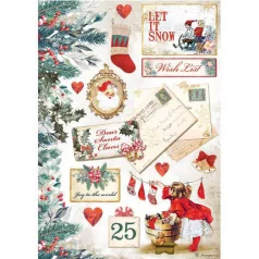   Rizspapír A4, Romantic Christmas Let it Snow Cards / Stamperia Rice Paper (1 ív)