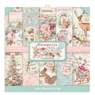  Papírkészlet 6" (15 cm), Pink Christmas / Stamperia Paper Pack (10 ív)