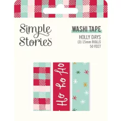   Dekorációs ragasztószalag , Washi Tape / Simple Stories Holly Days (3 db)