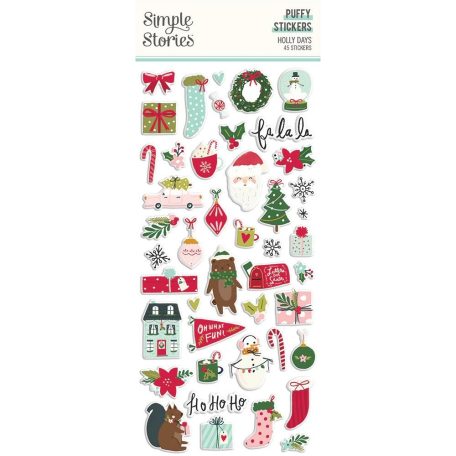 Matrica , Puffy Stickers / Simple Stories Holly Days (1 ív)