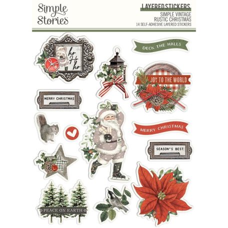 Matrica , Layered Stickers / Simple Stories Simple Vintage Rustic Christmas (1 ív)