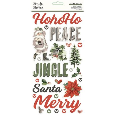 Matrica , Foam Stickers / Simple Stories Simple Vintage Rustic Christmas (2 ív)