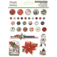   Díszítőelem , Decorative Brads / Simple Stories Simple Vintage Rustic Christmas (1 csomag)