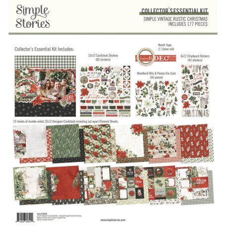 Papírkészlet 12" (30 cm), Collector's Essential Kit / Simple Stories Simple Vintage Rustic Christmas (1 csomag)