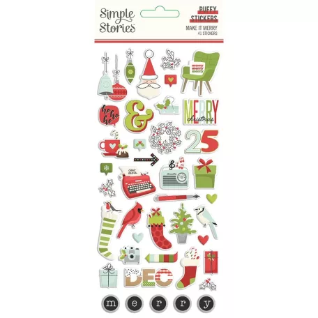 Matrica , Puffy Stickers / Simple Stories Make it Merry (1 ív)
