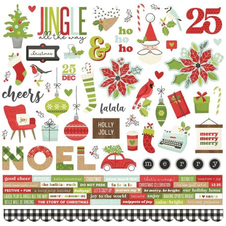 Matrica 12" (30 cm), Cardstock Stickers / Simple Stories Make it Merry (1 ív)