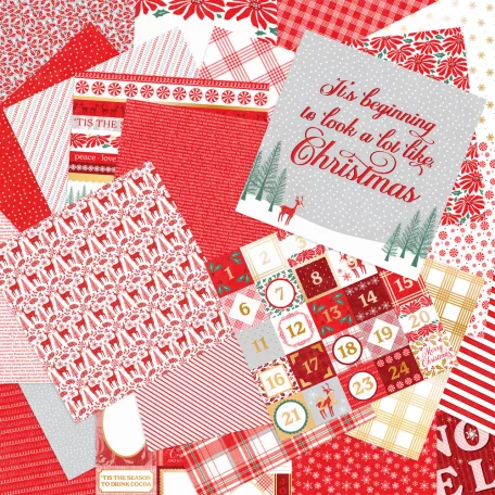 Craft Smith Scrapbook papírkészlet 12" (30 cm) Peppermint Stripe Paper Pad  (48 lap)