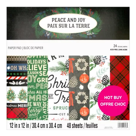 Craft Smith Scrapbook papírkészlet 12" (30 cm) Peace and Joy Paper Pad  (48 lap)