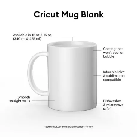 Cricut bögre 350ml Ceramic Mug White Cricut Mug Press (6 db)