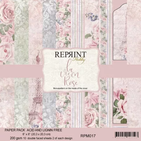 Papírkészlet 8" (20 cm), La vie en Rose / Reprint Paper Pack (10 ív)