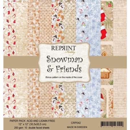 Papírkészlet 12" (30 cm), Snowman & Friends / Reprint Paper Pack (10 ív)