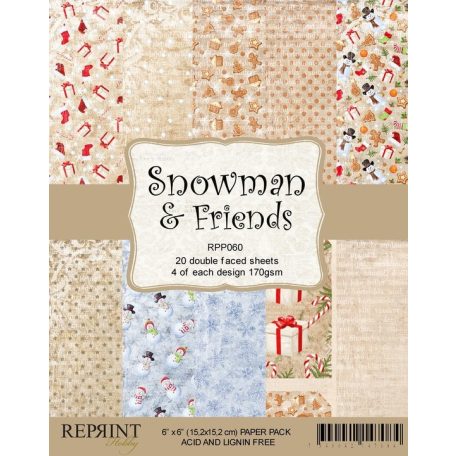 Papírkészlet 6" (15 cm), Snowman & Friends / Reprint Paper Pack (20 ív)