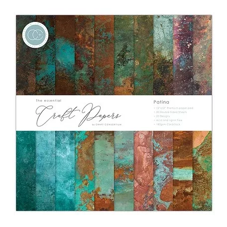 Papírkészlet 12", Patina Paper Pad / Craft Consortium Essential (30 lap)
