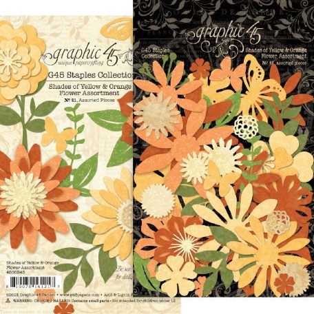 Kivágatok , Shades of Yellow & Orange / Graphic 45 Flower Assortment (1 csomag)