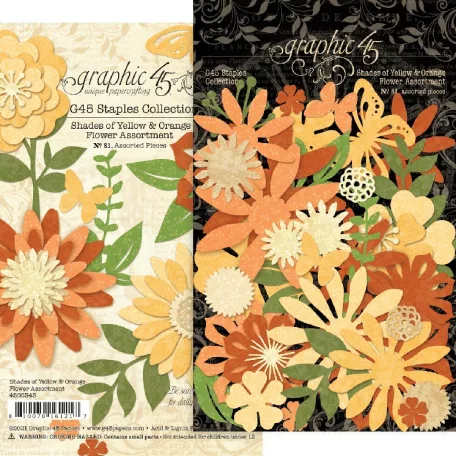 Graphic 45 Kivágatok Shades of Yellow & Orange / Flower Assortment (1 csomag)