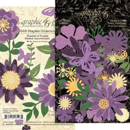 Graphic 45 Kivágatok Shades of Purple / Flower Assortment (1 csomag)