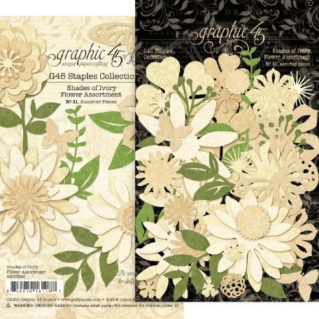 Kivágatok , Shades of Ivory / Graphic 45 Flower Assortment (1 csomag)