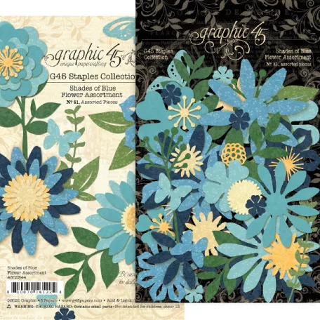 Graphic 45 Kivágatok Shades of Blue / Flower Assortment (1 csomag)