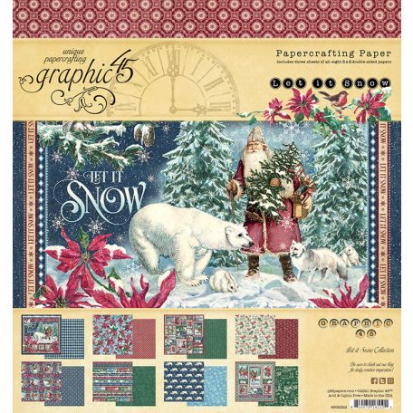 Papírkészlet 8" (20 cm), Let it Snow / Graphic 45 Paper Pad (24 lap)